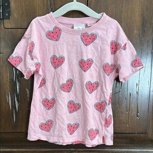 Zara Pink Short Sleeve Tee with Heart Pattern